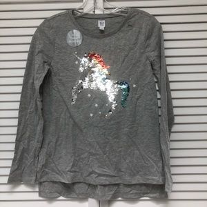 Gap kids grey sequin unicorn shirt, sz XXL